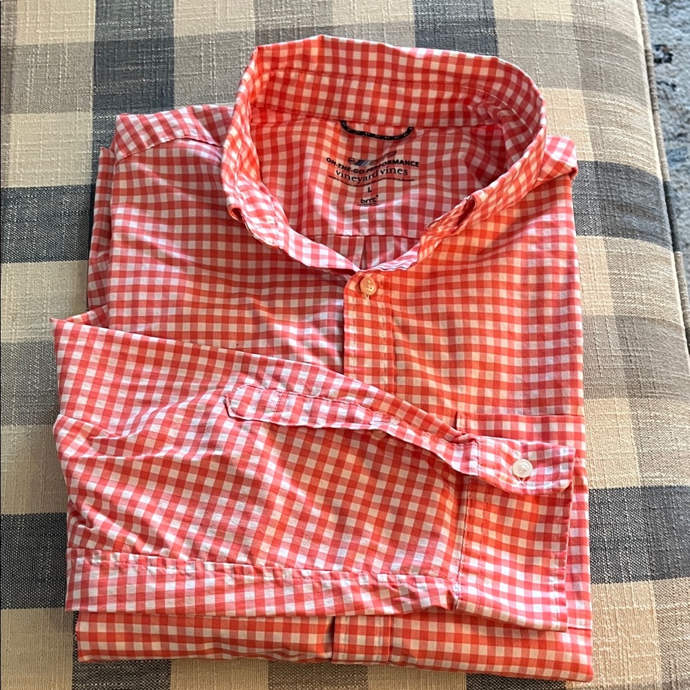 Vineyard Vines Men's Pink Gingham Shirt